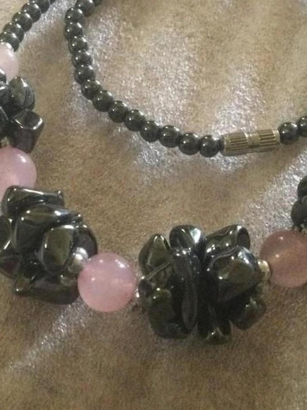 Rose Quartz and Hematite Beaded Necklace